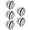 5Pcs Button Switch Stainless Steel Flat Top Button with LED