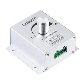 SUPERNIGHT 12V Dimmer Switch, Dimmer Knob Aluminium Case DC12V-24V 8A Single Channel Knob Dimmer Controller for LED Strip Bulb Lamp Light 5050 3528 5630 Single Color LED Strips