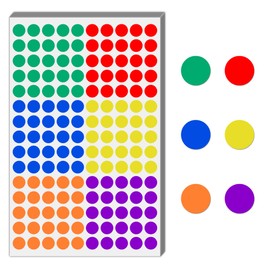 TownStix 3000 Stück - 12mm Klebepunkte Bunt, Bunte Punkte Aufkleber Runde Markierungspunkte Sticker - 6 Farben