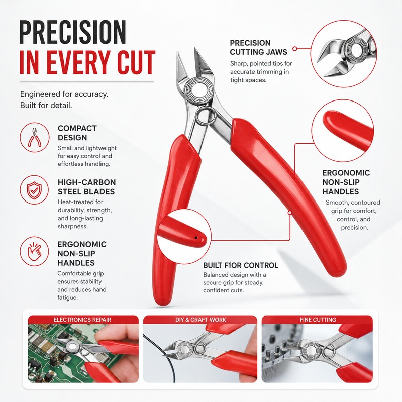Precision Diagonal Cutters for Electronics Repair – Compact Wire Nippers
