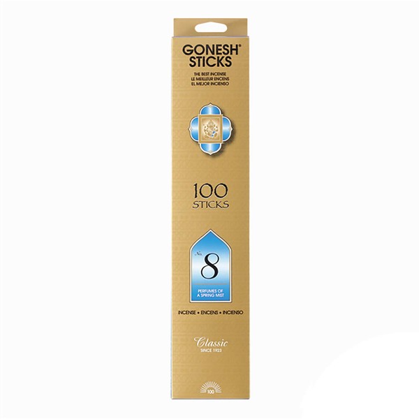 #8 – 100 STICK PACK – Classic Incense by GONESH - G08100 , Gold