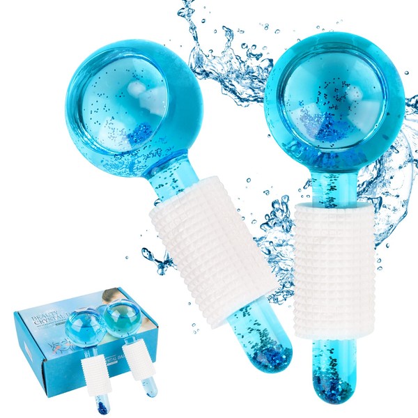 Pack of 2 Facial Ice Roller, Face Roller Massage, Facial Ice Globes, Ice Face Roller for Ice Facial, Reduces Swelling, Tightens the Skin, Improves Blood Circulation (Blue)