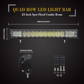 SKYWORLD LED Light Bar, 23" 570W Spot Flood Combo Beam Work Driving Lamp with License Plate Mounting Bracket Holder 12V Toggle Switch Wiring Harness Kit for Auto Truck Car ATV SUV 4X4 Offroad
