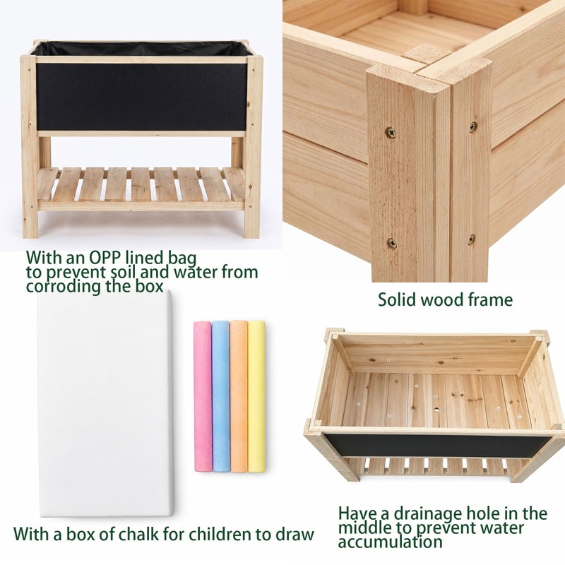 Wooden Elevated Kids Planter Box,Children Gardening Raised Bed