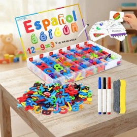 Juegos Didacticos Niños Letras Magneticas Español 312 Piezas, Juguete Educativo Montessori para Aprender Leer y Escribir                              