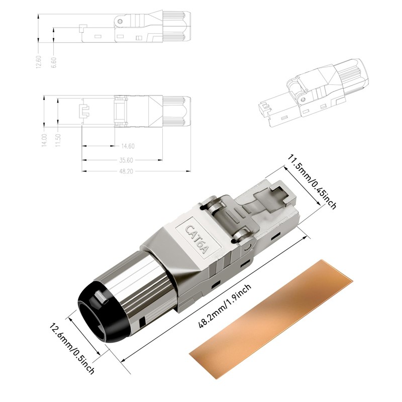 ZOERAX Cat 6A RJ45 Connectors Tool Free, 10 Gbps 500