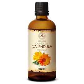 Aceite de Caléndula 100ml - Calendula Officinalis - 100% Puro y Natural - Botella de Cristal - Aceite Base - Cuidado Intensivo para el Rostro - Cabello - para la Piel Todo el Cuerpo