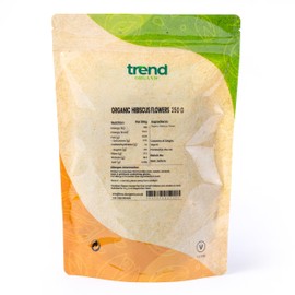 Trend Organic Hibiscus Flowers | Vibrant and Tart, Perfect for Refreshing Teas and Culinary Creations, Certified Organic, Vegan, GMO-Free, No Additives or Preservatives, 250g