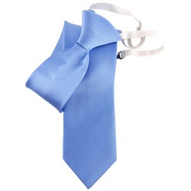 TigerTie Security Satin Silk Tie in Plain with Elastic Band Firmly Pre-tied - Tie 100% Silk, Blue light blue