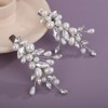 Teyglen 2Pcs Pearl Wedding Hair Clips Silver Crystal Hair Barrette