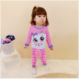 LXKA Pjs Cat Girls 4-5 Years Kids Pyjamas Clothing Red Little Toddler Winter Pajamas Children Clothes Sleepwear 100% Cotton Long Sleeve Shirts & Bottoms 2 Pieces Clothing Outfits Nightwear