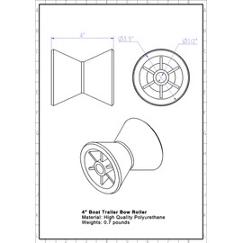 COLOFULWAY 4" Boat Trailer Roller Poly Bow Roller with Spoke fits 1/2" Shaft, Polyurethane(Red)