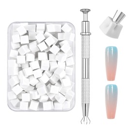 200 Stück Nagelschwämme für Ombré mit Metallgreifer, Nail Art Zubehör für Nageltechniker, Farbverlaufsmuster Design Werkzeug