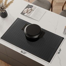 Stove Top Cover for Electric Stove - Silicone Stove Mat for Glass Top Stove, Glass Cooktop Protector, XL Dish Drying Mats For Kitchen, Range Covers for Electric Stove (Black,36x21)