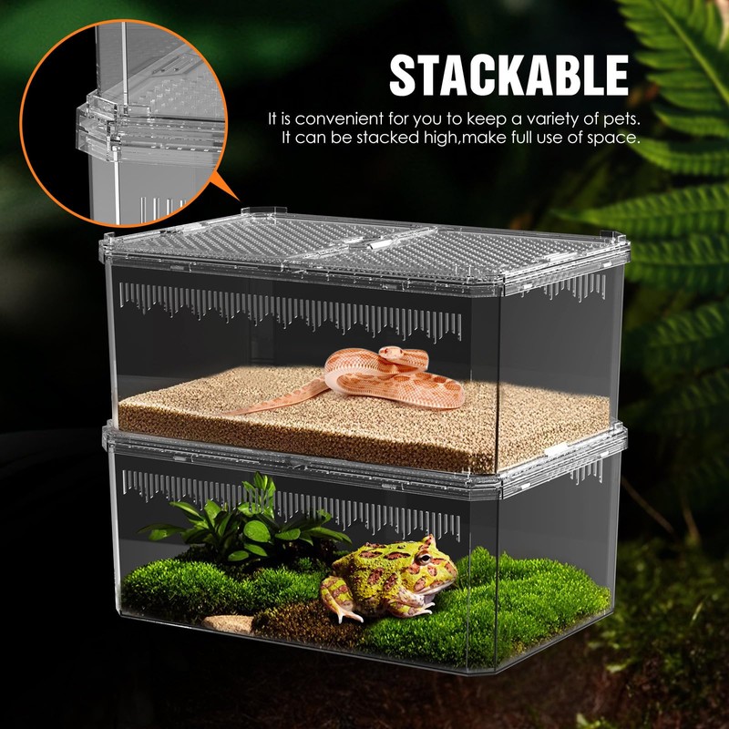 【No Assembly】 Breathable and Secure Reptile Tank with high Transparency