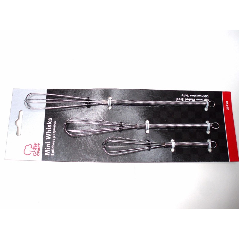 Chef Craft Steel Mini Whisk Set of (3) 5"-7"-8" Chrome