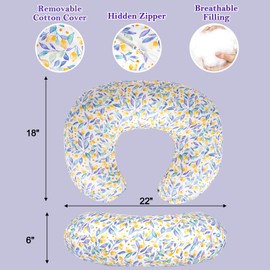 Nursing Pillow & Breastfeeding Pillow – Ergonomic C-Shape for Breastfeeding & Bottle Feeding, Standard Size Breathable with Washable Cover, Hypoallergenic,Tummy Time & Sitting Support (0-18Months)