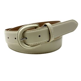 Bellabel Women's Thin Belt, Cowhide Leather, Made in Japan, Color Leather, 1.2 inches (3 cm) Wide (Walnut Buckle) Belt, Narrow, 9 Colors Available, white (off-white)