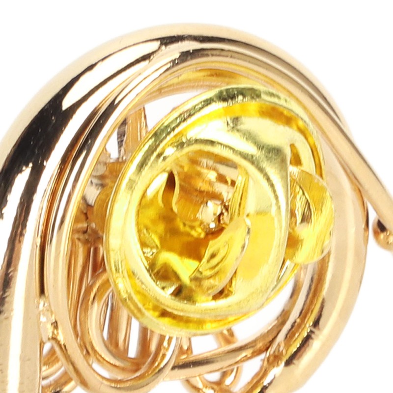 Gold Miniature French Horn Shaped Lapel Brooch Pin Brass Mini
