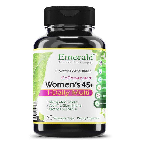 Women's 45+ 1-Daily Multi - Multivitamin with CoQ10, Vitamin K2 (MK-7) & Extra Calcium - Supports Healthy Heart, Strong Bones, Balanced Hormones, & More - Emerald Labs - 60 Vegetable Capsules