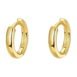 Aloluo Small Hoop Earrings for Women Girls 925 Sterling Silver 14K Gold Plated Tiny Minimalist Polished Simple Huggie Hoops Cartilage Cuff Thin Wrap Hypoallergenic Earring Mother's Day Birthday