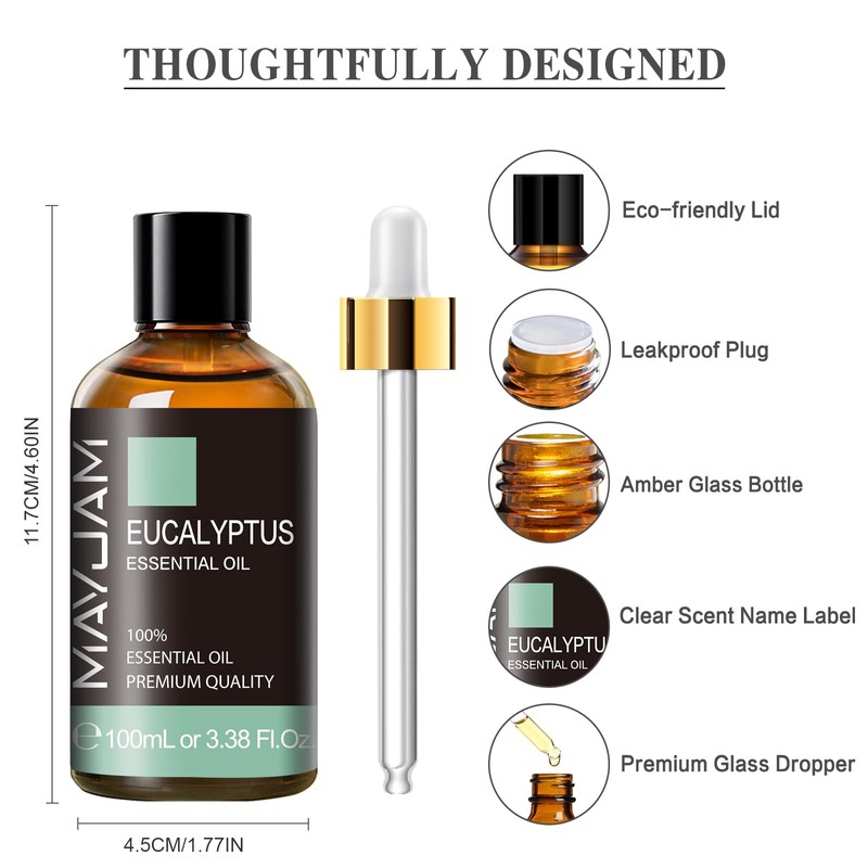 MAYJAM Essential Oil, Eucalyptus Aroma Oil, 3.38 fl oz (100