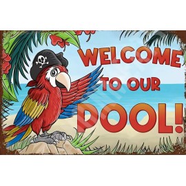 Unbranded Welcome To Our Pool V4 Funny Sign 8" x 12" Aluminum Metal Sign