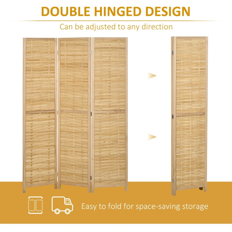 Hand Woven 3-Panel Bamboo Room Divider 4725x67x075 Folding Privacy Screen