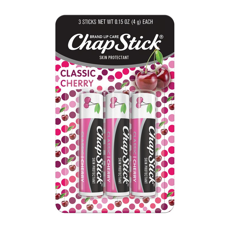 ChapStick Classic (3 Sticks) Cherry Flavor Skin Protectant Flavored Lip