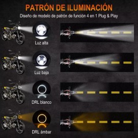 Faro Para Moto Universal + Carcasa Y Soporte De 7 Pulgadas Derecho