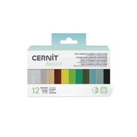 Cernit CEASS004C - Set of 12 Colours Oven Hardening Polymer Modelling Clay Essentials Ideal for Craft Activity, Natural, 1 Set
