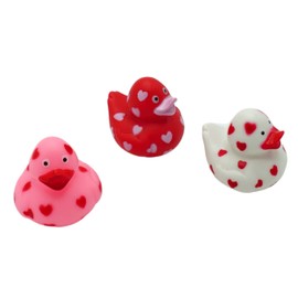 4E's Novelty Valentines Day Rubber Ducks - 24 Pack Heart Themed Duckies for Jeep Ducking, Bath Toy