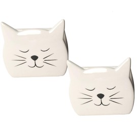Sponge Holder for Countertop 2 PCS Dish Sponge Holder Ceramic Sponge Caddy Cat Shape Sponge Holder for Kitchen Sink-Kitchen Decor Cute Kitchen Accessories (White)