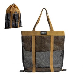 Multipurpose Foldable Large Capacity Mesh Bag 1P for Camping Outdoors Beach Bag Brown