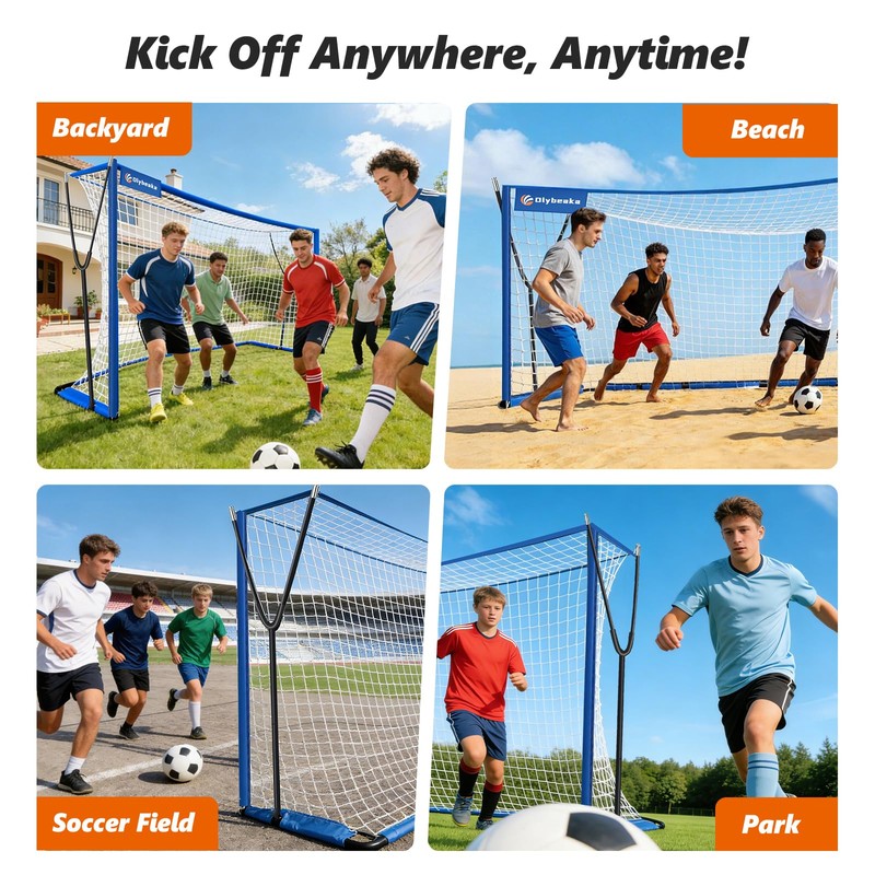 12x6 FT Soccer Goal for Backyard with Stable Outward Angled