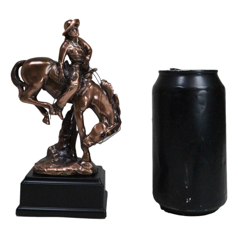 Ebros Rustic Western Rodeo Cowboy W/ Bucking Horse Bronze Electroplated