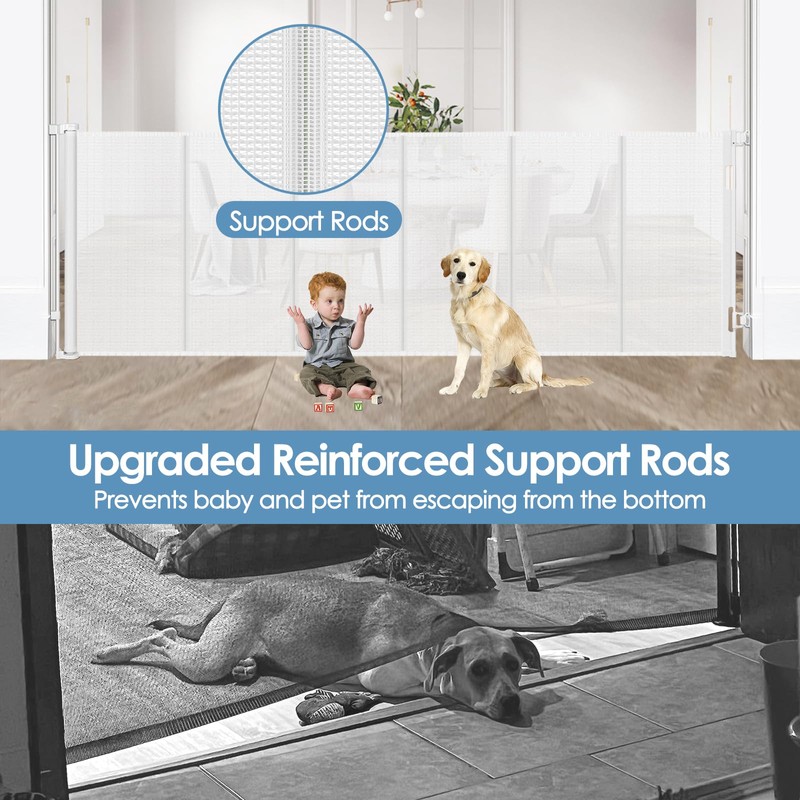 Borthmiu Reinforced 100 Inch Extra Wide Retractable Baby Gates with