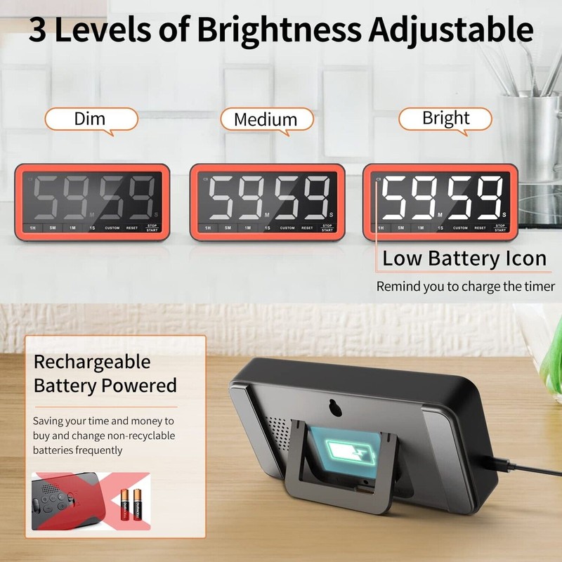 VOCOO Digital Kitchen Timer with 7.8” Extra Large Display, Magnetic