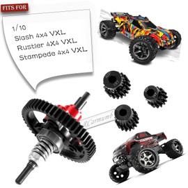 Rcarmumb Slipper Clutch Upgrades Part for Slash 4X4/VXL Stampede 4X4/VXL Rustler 4X4/VXL,Hardened Steel Slipper Clutch Eliminator 53T Spur Gear with Pinions Gears Set(15T 17T 19T),#6878,Red