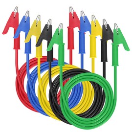 Sumnacon 5 Pack Alligator Clips Test Leads with Insulators Clips,Dual Ended Alligator Clips Electrical Wires with Jack Copper Clamps,Flexible Alligator to Alligator Clip for Electrical Testing
