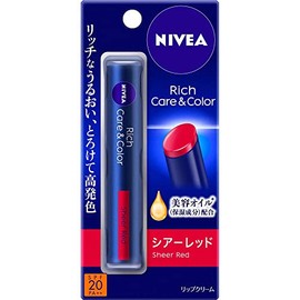 Nivea Rich Care & Color Lipstick, Sheer Red, 0.08 oz (2 g), Set of 3