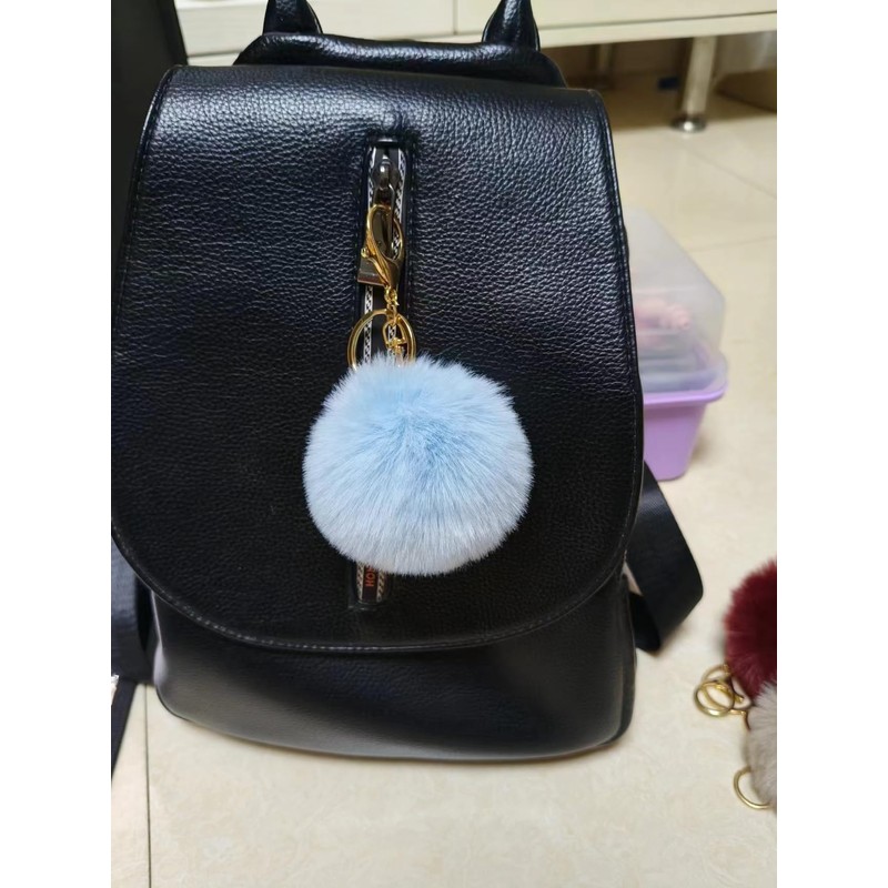 MBZRQKZS Fluffy Faux Rabbit Fur Pompoms Keyring Car Key Soft