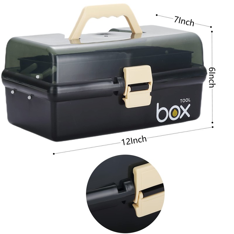 Kinsorcai 12'' Three-Layer Clear Plastic Storage Box/Tool Box, Multipurpose Organizer