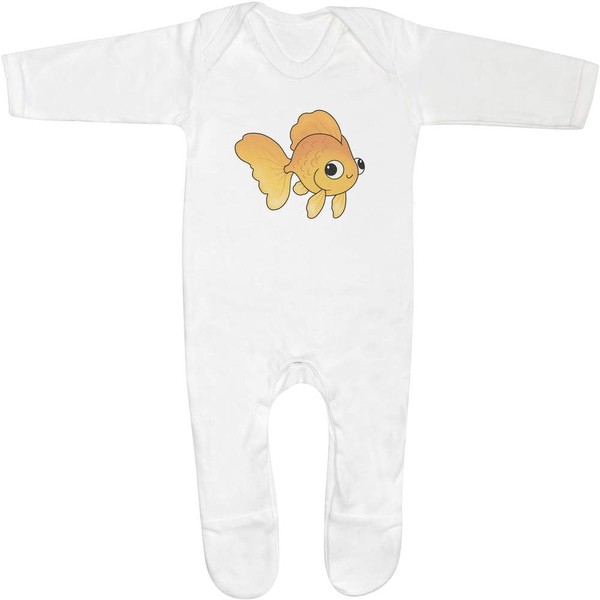 Azeeda 0-3 Month 'Goofy Goldfish' Baby Romper Jumpsuit/Sleep Suit (SS00098910)