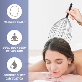 Head Massager Back Scratcher, 20 Fingers Head Scratcher Scalp Massager & Back Scratcher for Men Women, Stocking Stuffers for Deep Relaxation, Stress Relief