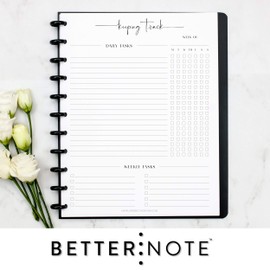 BetterNote Keeping Track Refill Pages for Discbound Notebook, Habit Tracker, Fits Disc TUL, Daily Weekly To Do, Happy Planner, ARC, Levenger Circa, Talia (Modern- 6 months, 11-Disc, 8.5"x11")