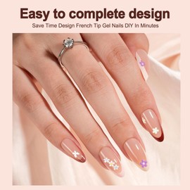 300Pcs French Gel Nail Tips Almond, Vansiho Medium Nail Tips, Pre-French Tips Press on Nails, Acrylic Fake Nails for Nail Art DIY 15 Sizes