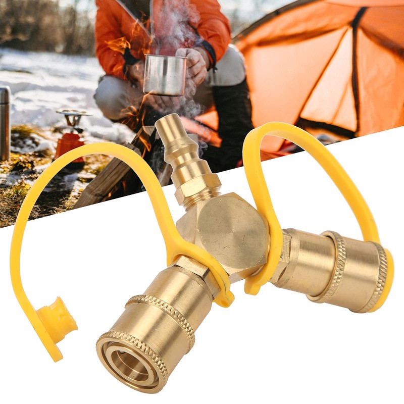 FECAMOS LPG Gas Line Splitter Adapter with 3 Spouts Propane
