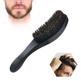 Cepillo ondulado,cepillo de pelo para hombre, juego de cepillo de cerdas de jabalí (negro)                                                            