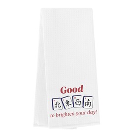 Mahjong Gifts Kitchen Towels Dish Towels Mah Jongg Fun Gifts for Mahjong Players Women Men Mah Jongg Accessories Decorative Waffle Weave Tea Towel Hand Towel for Kitchen Bathroom 14×23 Inches